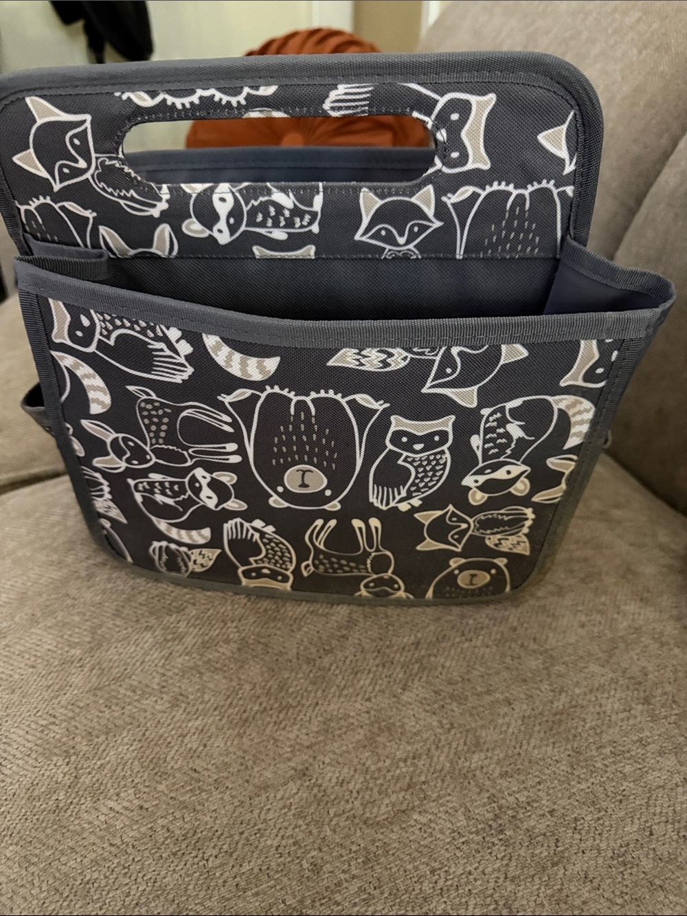 thirty-one Gray Woodland Animal Print Caddy Tote